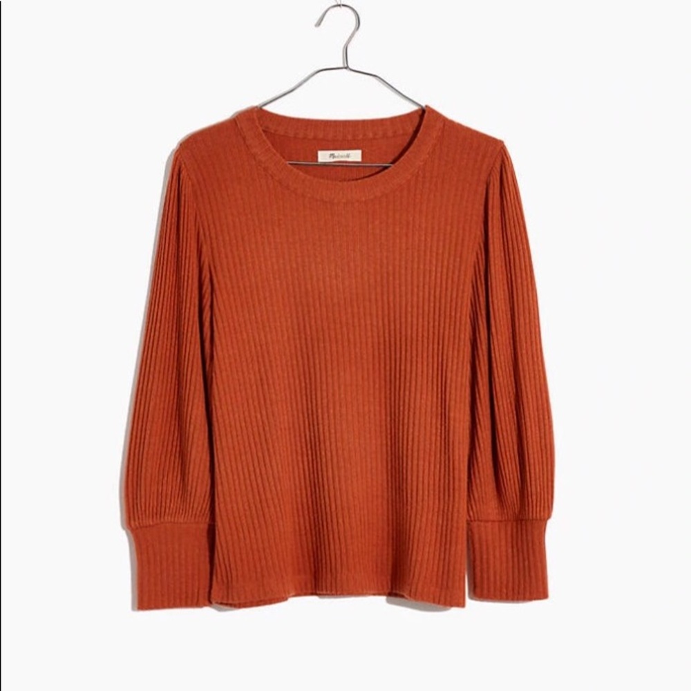 Madewell Brushed Rib Pleat-Sleeve Top